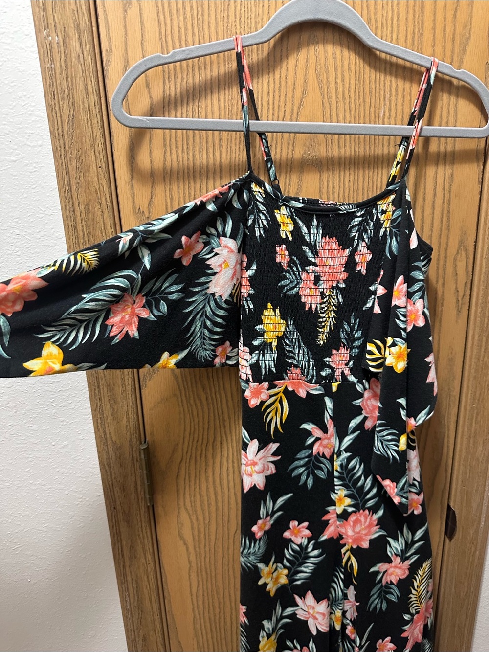 Black Floral Off-Shoulder Maxi Pant Jumpsuit